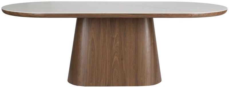 Esstisch Tisch ALMIRA Oval 180 x 90 Walnuss Platte in Marmoroptik