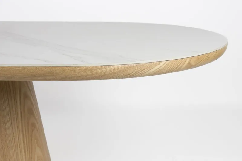 Esstisch ALMIRA Oval 180 x 90 Eiche Furnier Platte in Marmoroptik