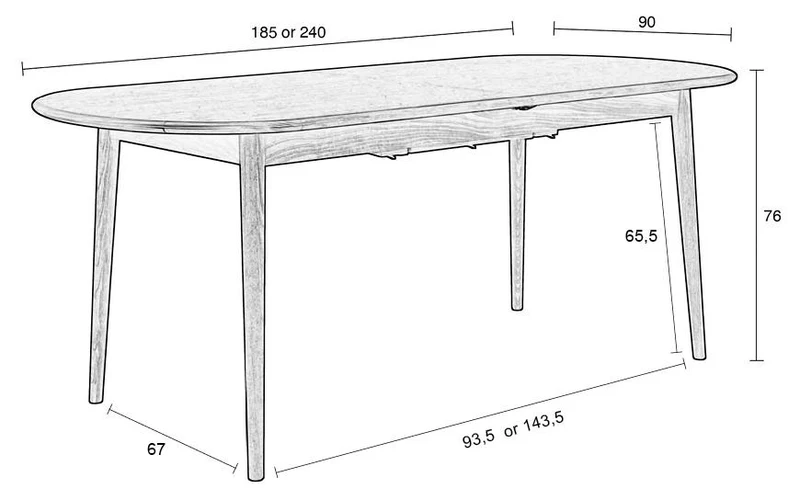 Esstisch TWIST OVAL von ZUIVER 180 x 90 ausziehbar Walnuss furniert