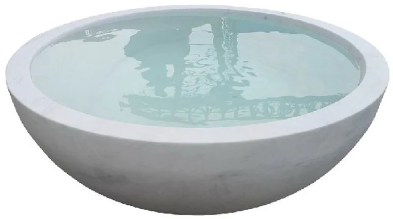 Casa Padrino Luxus Badewanne Weiß Ø 150 x H. 60 cm - Runde Freistehende Marmor Badewanne - Luxus Marmor Badezimmer Accessoires