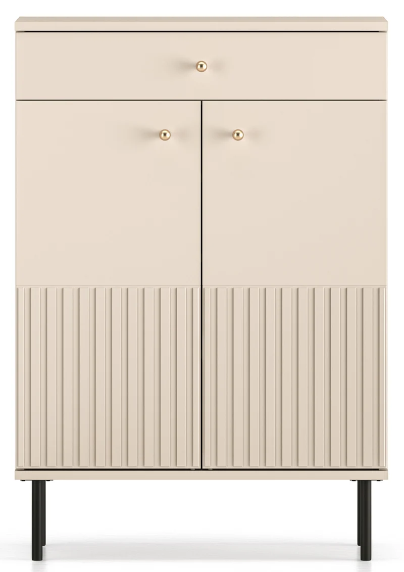 Schuhschrank Caletto 68 cm mit Schublade, dekorative Lamellen, beige