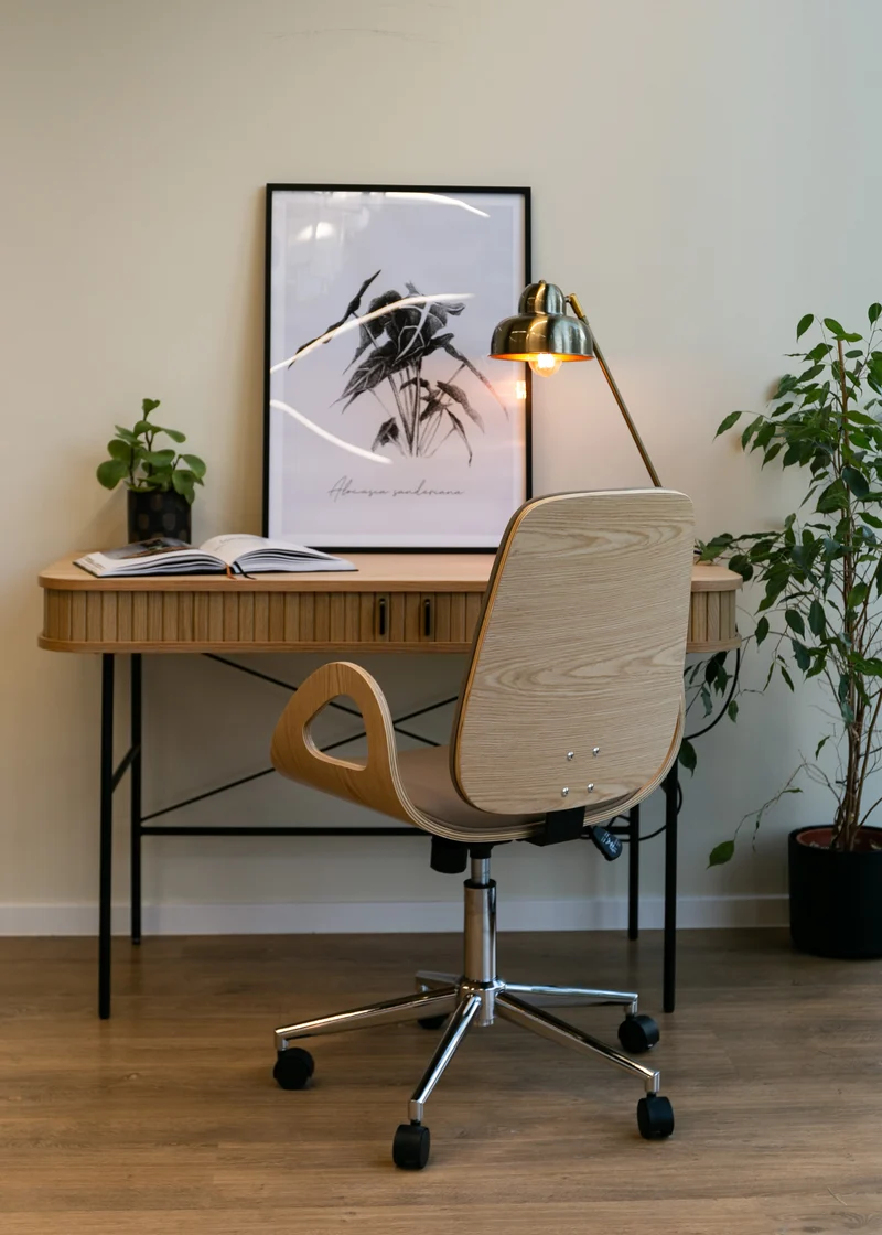 Schreibtisch Gativel 120x60 cm Lamellen Eiche natur
