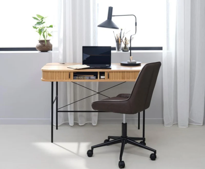 Schreibtisch Gativel 120x60 cm Lamellen Eiche natur