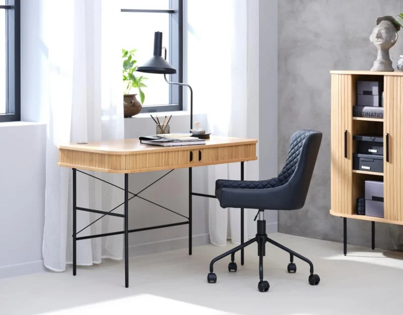 Schreibtisch Gativel 120x60 cm Lamellen Eiche natur