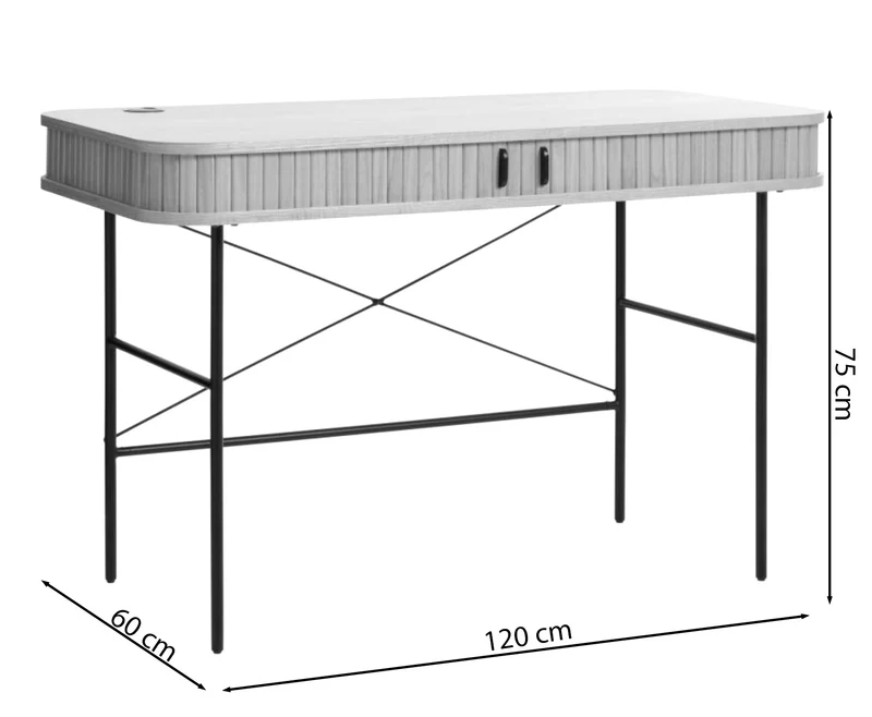 Schreibtisch Gativel 120x60 cm Lamellen Eiche natur
