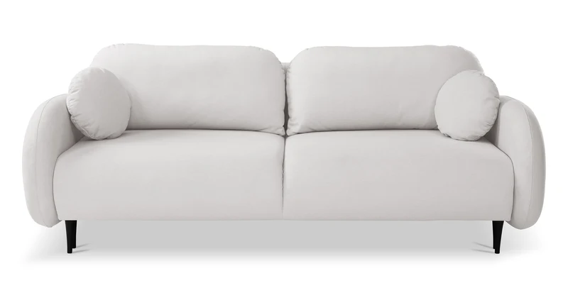 Schlafsofa Bafra mit Schlaffunktion und Bettkasten, cremefarbenes Samtvelours