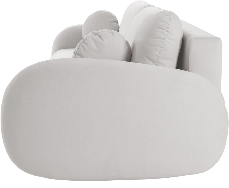 Schlafsofa Bafra mit Schlaffunktion und Bettkasten, cremefarbenes Samtvelours