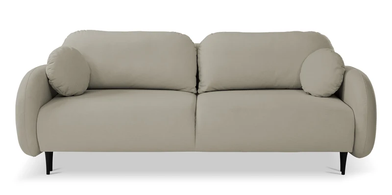 Ausziehbares Sofa Bafra mit Schlafunktion und Bettkasten, beige Samt