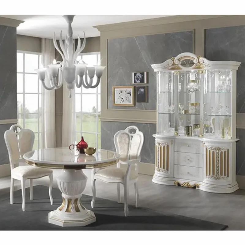Casa Padrino Luxus Barock Vitrine Weiß / Gold 139 x H. 213 cm - Barock Möbel - Made in Italy