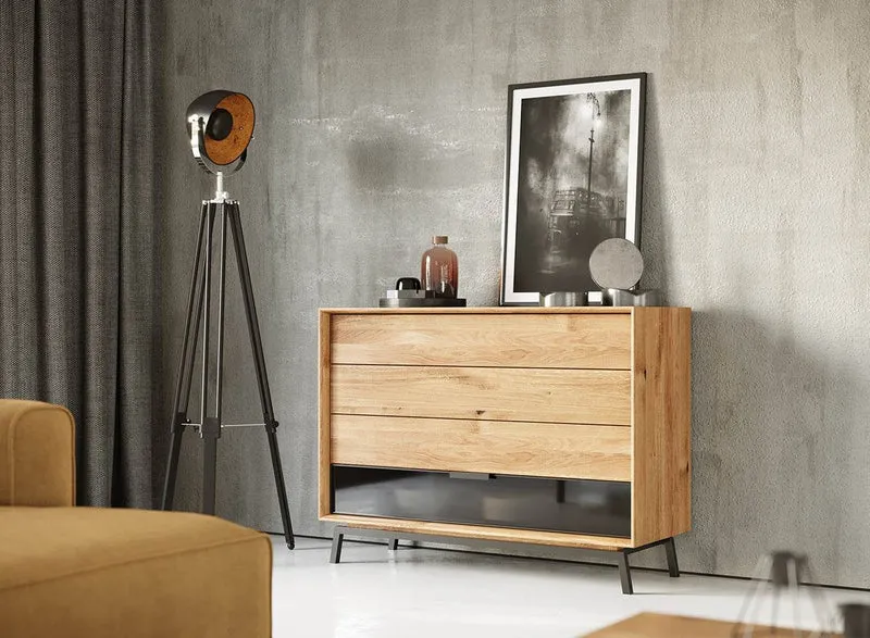 Industrial Sideboard aus massiver Eiche | Schubladenkommode Modern Loft