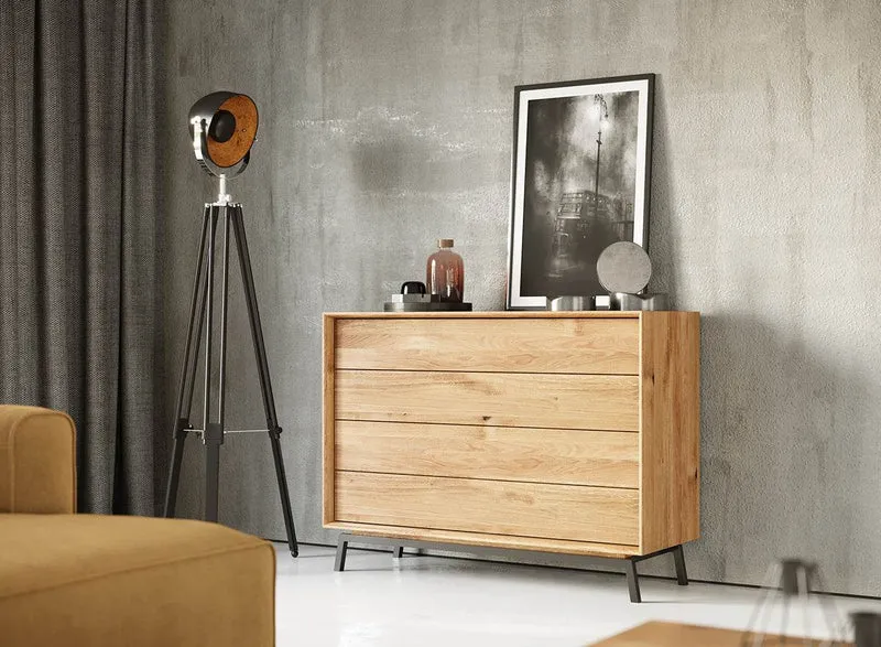 Industrial Sideboard aus massiver Eiche | Schubladenkommode Modern Loft
