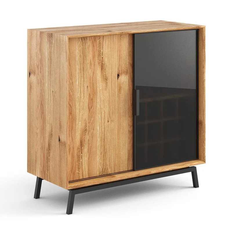 Industrial Sideboard mit Glastür | Kommode Modern Loft mit Weinregal