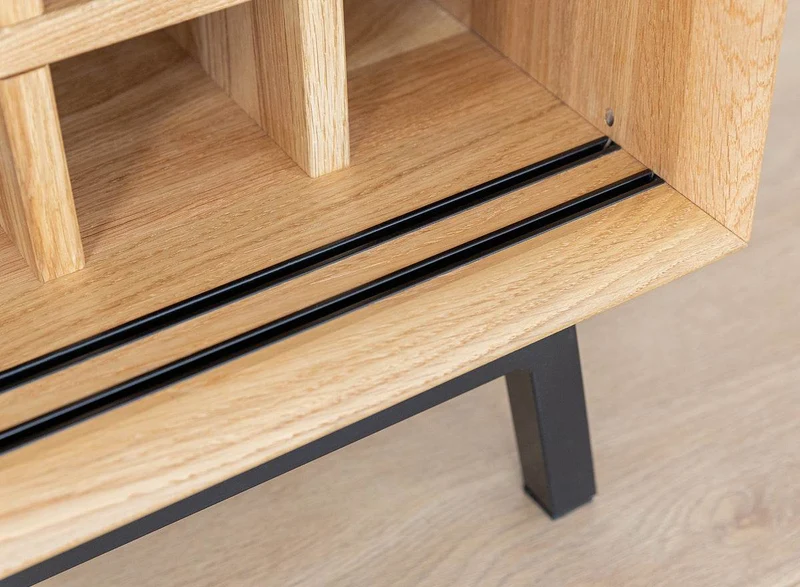 Industrial Sideboard mit Glastür | Kommode Modern Loft mit Weinregal
