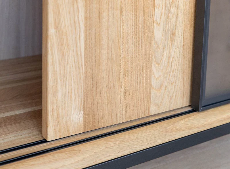 Industrial Sideboard mit Glastür | Kommode Modern Loft mit Weinregal