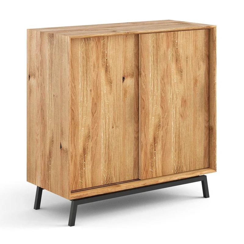 Industrial Sideboard mit Schiebetüren | Kommode Modern Loft mit Weinregal