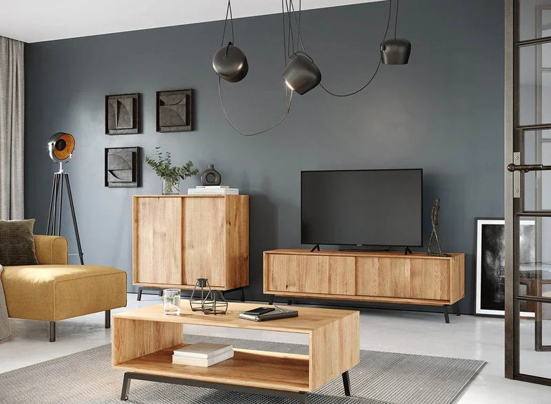 Industrial Sideboard mit Schiebetüren | Kommode Modern Loft mit Weinregal