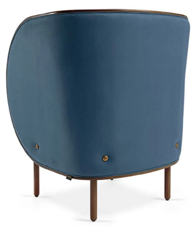 Casa Padrino Designer Samt Sessel Blau / Braun 90 x 92 x H. 106 cm - Hotel Lounge Sessel - Hotel Möbel - Designer Möbel - Luxus Qualität