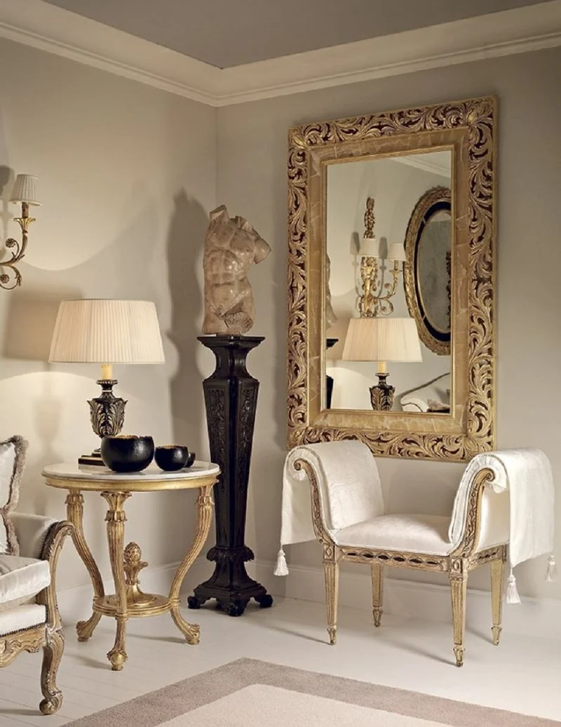 Casa Padrino Luxus Barock Spiegel Antik Gold - Italienischer Barockstil Massivholz Wandspiegel - Luxus Möbel im Barockstil - Prunkvolle Barock Möbel - Made in Italy - Luxus Barock Interior