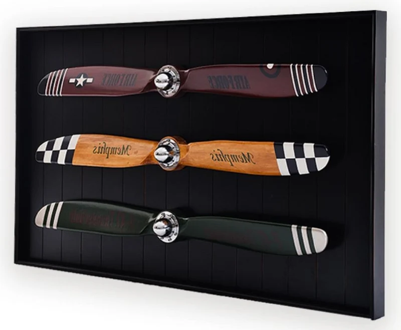 Casa Padrino Luxus Vintage Stil Wanddeko Flugzeug Propeller Mehrfarbig / Schwarz / Silber 170 x 6 x H. 97,5 cm - Luxus Flieger Wand Dekoration - Luxus Kollektion