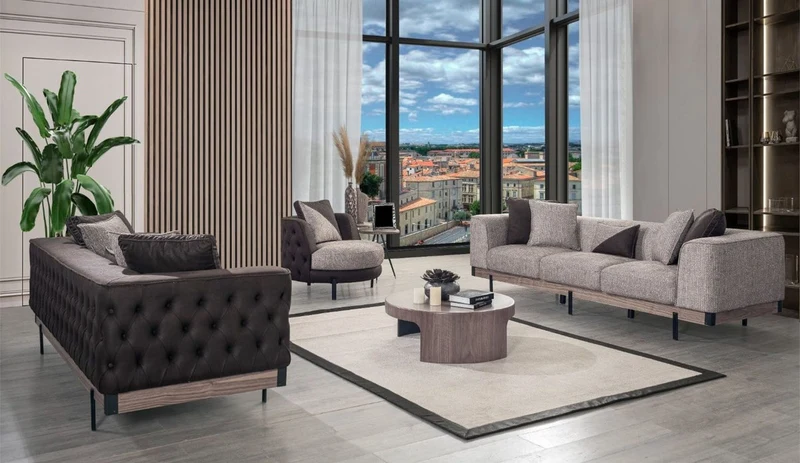 Casa Padrino Luxus Chesterfield 3er Sofa Braun / Schwarz 240 x 96 x H. 75 cm - Wohnzimmer Sofa - Hotel Sofa - Wohnzimmer Möbel - Chesterfield Möbel - Luxus Möbel - Luxus Einrichtung