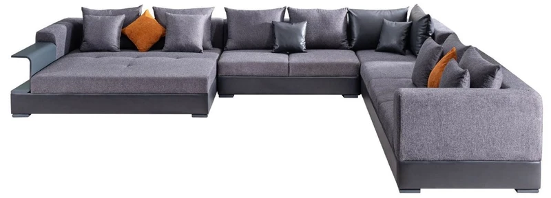 Casa Padrino Luxus Ecksofa Blau 445 x 370 cm - Wohnzimmer Sofa - Wohnzimmer Möbel - Luxus Möbel - Luxus Wohnzimmer Einrichtung