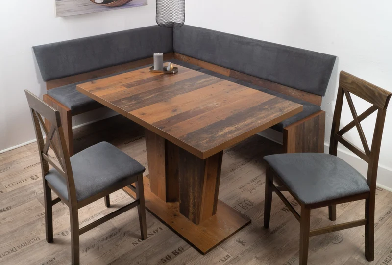 Eckbank Eckbankgruppe Essgruppe NARDONE 185 x 150 cm Old Wood Vintage