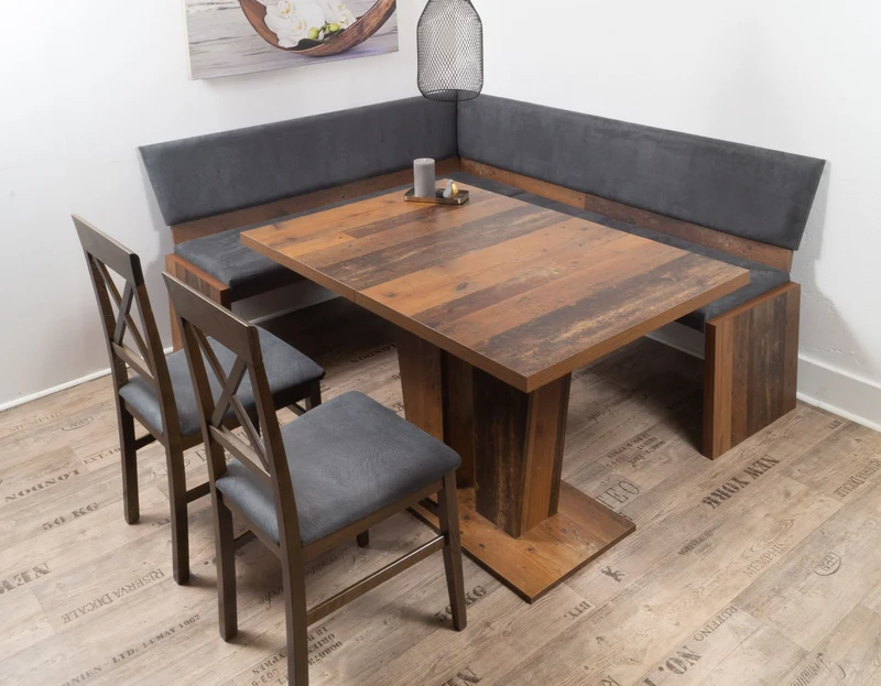 Eckbank Eckbankgruppe Essgruppe NARDONE 185 x 150 cm Old Wood Vintage