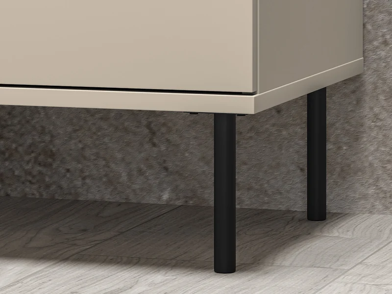 Einflügler-Kommode Caletto mit drei Schubladen, 120 cm, dekorative Lamellen, beige