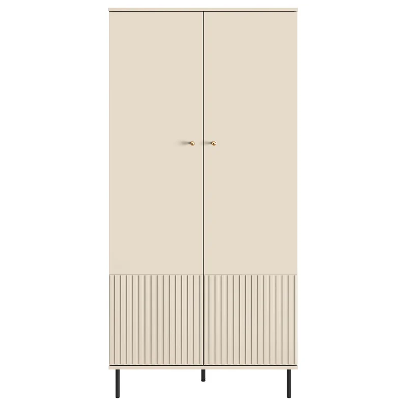 Zweiturige Caletto-Garderobe 92 cm mit dekorativen Lamellen, beige