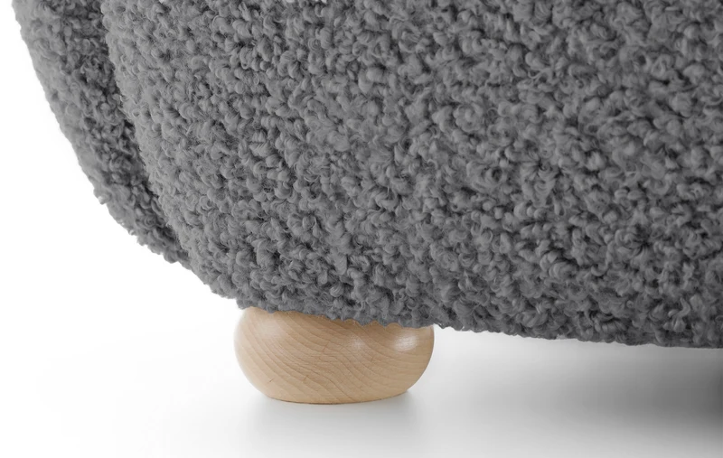 Milele Schalensitzstuhl grau Bouclé Beine aus Buche