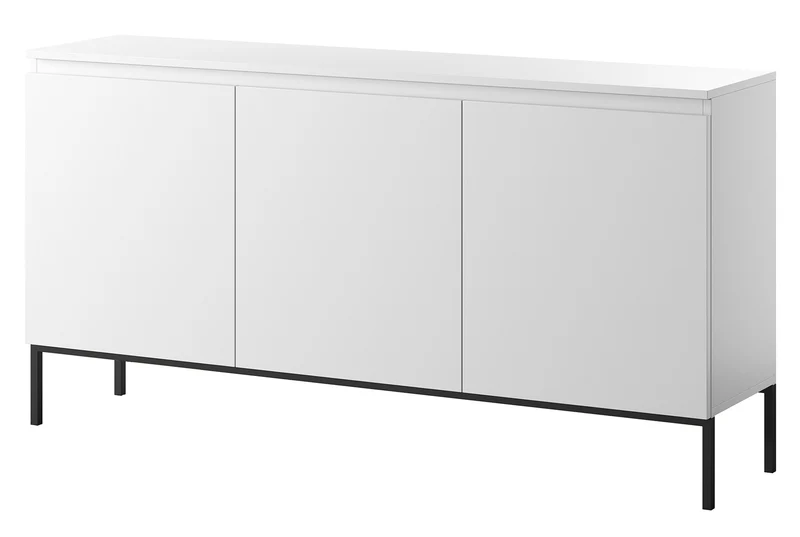 Drehtür-Kommode Bemmi 150 cm weiß mit schwarzen Beinen