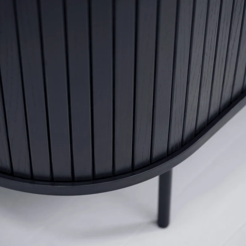 Kommode Gativel 140x76 cm Lamellen Eiche Schwarz