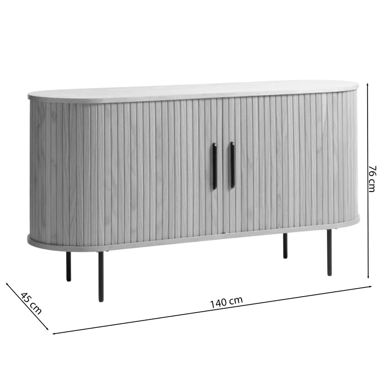Kommode Gativel 140x76 cm Lamellen Eiche Schwarz