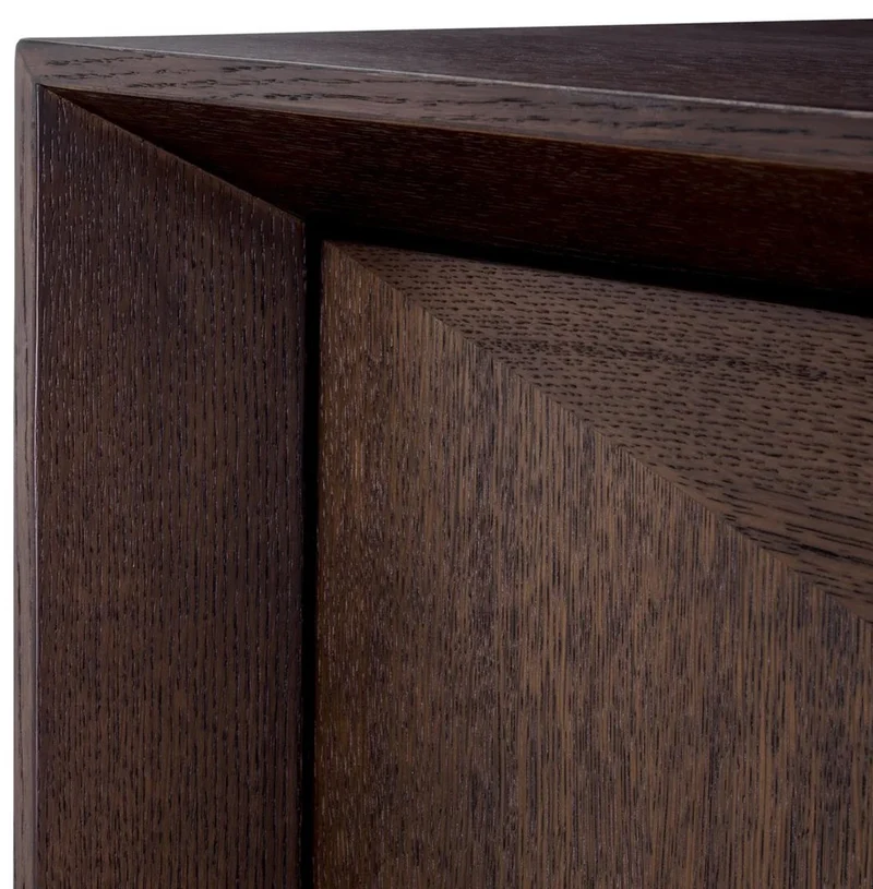 Casa Padrino Luxus Sideboard Mokka / Messing 180 x 50 x H. 80,5 cm - Eichenfurnier Schrank mit 4 Türen - Luxus Möbel - Hotel Möbel - Luxus Einrichtung