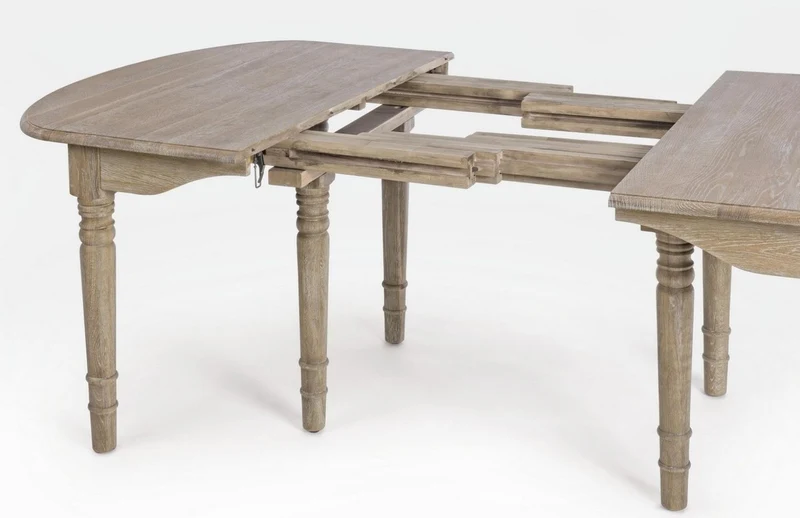 Casa Padrino Luxus Massivholz Esstisch Naturfarben 152-382 x 120 x H. 78 cm - Ausziehbarer Massivholz Küchentisch - Esszimmer Möbel - Küchen Möbel - Massivholz Möbel - Luxus Möbel