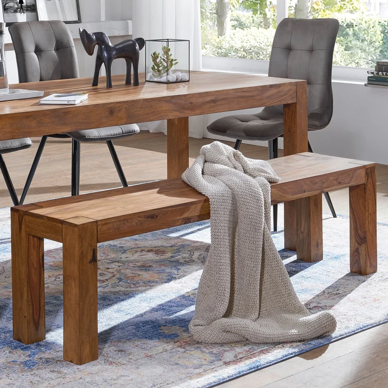 Sitzbank MUMBAI Sheesham Massivholz 140x45x35cm Landhausstil