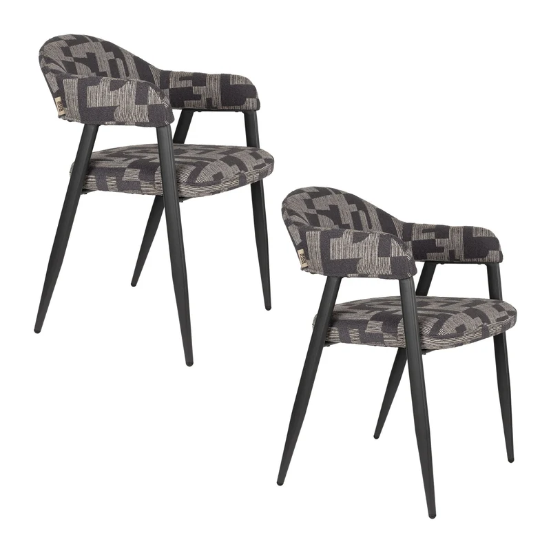 Esszimmerstuhl Miyo mit gewebtem Bezug in Dark Brown von Dutchbone