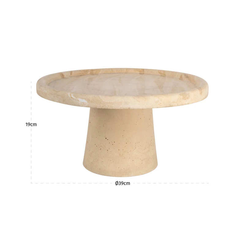 Kuchenplatte Beccy Beige Richmond, handgegossenes Harz, Ø 39 cm