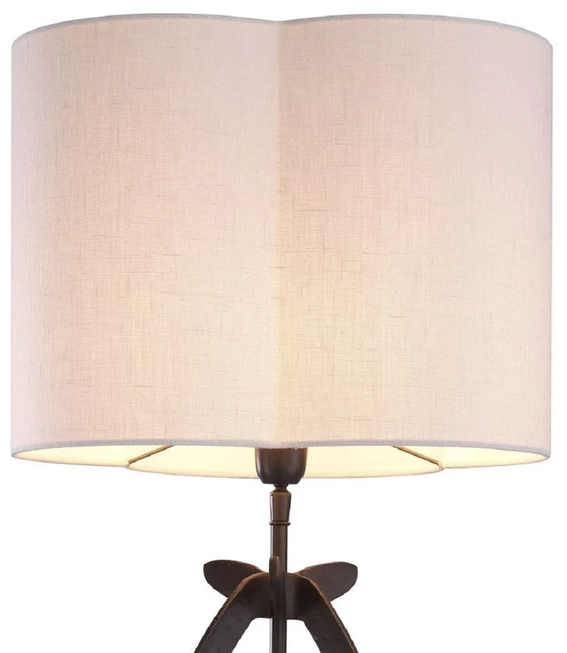 Casa Padrino Luxus Tischleuchte Bronzefarben / Weiß 40 x 38 x H. 95 cm - Elegante Schreibtischleuchte mit Lampenschirm - Luxus Leuchten