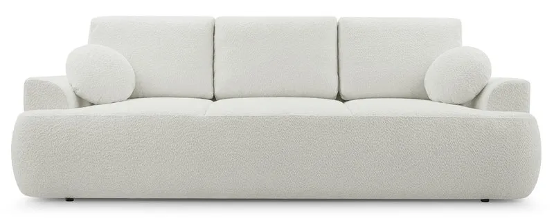 Dreisitziges Schlafsofa Barletto mit Stauraum, hellbeige Bouclé