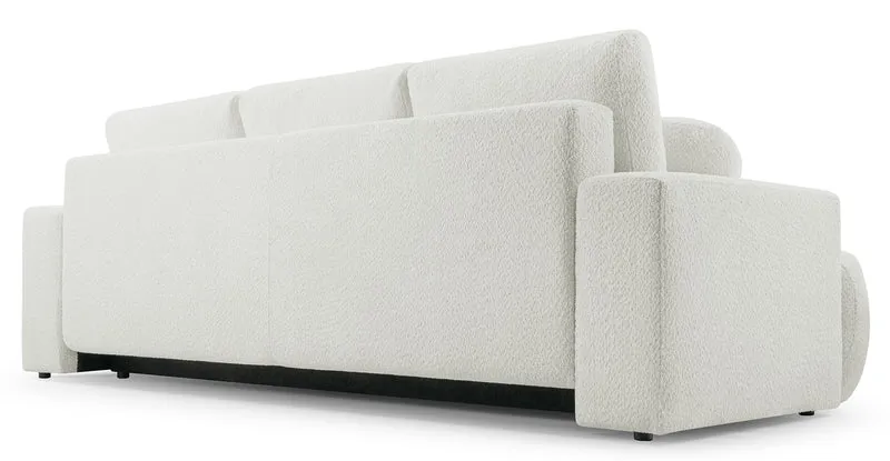 Dreisitziges Schlafsofa Barletto mit Stauraum, hellbeige Bouclé