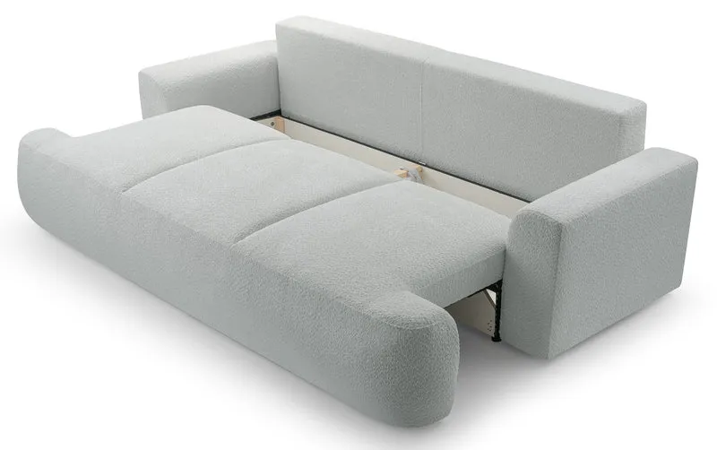 Drei-Sitzer-Schlafsofa Barletto mit Stauraum, grau-beige Bouclé