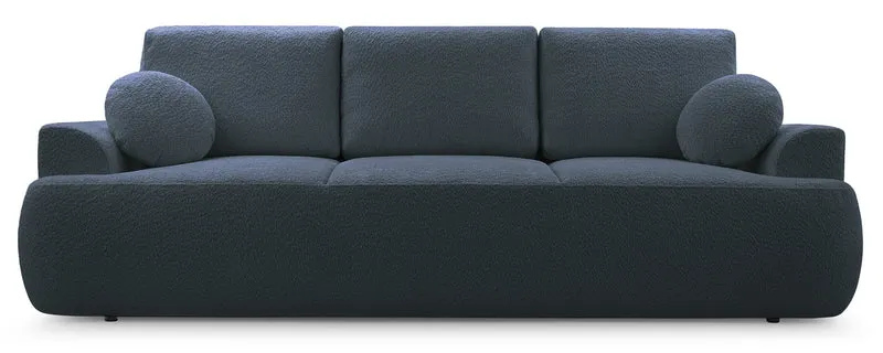Dreisitziges Schlafsofa Barletto mit Stauraum, dunkelgrauer Bouclé-Stoff