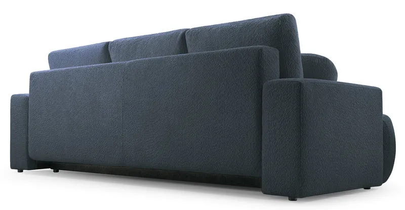 Dreisitziges Schlafsofa Barletto mit Stauraum, dunkelgrauer Bouclé-Stoff