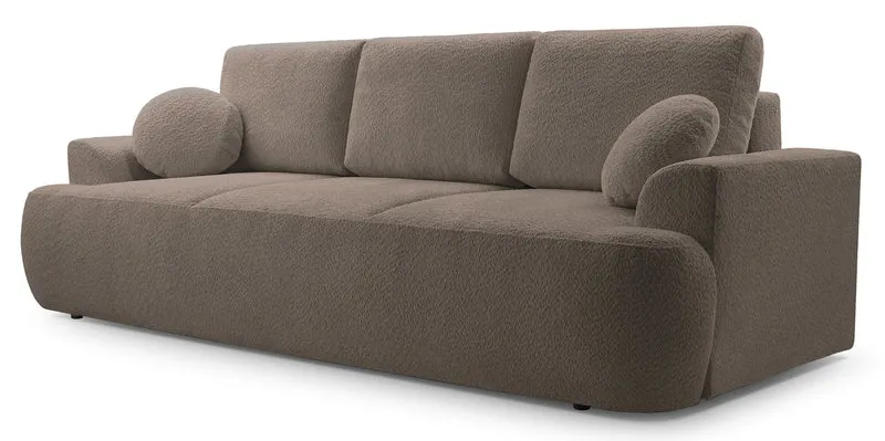Dreisitziges Schlafsofa Barletto mit Stauraum, schmutziges Rosa Bouclé