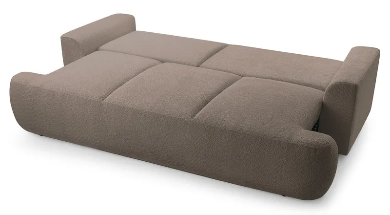 Dreisitziges Schlafsofa Barletto mit Stauraum, schmutziges Rosa Bouclé