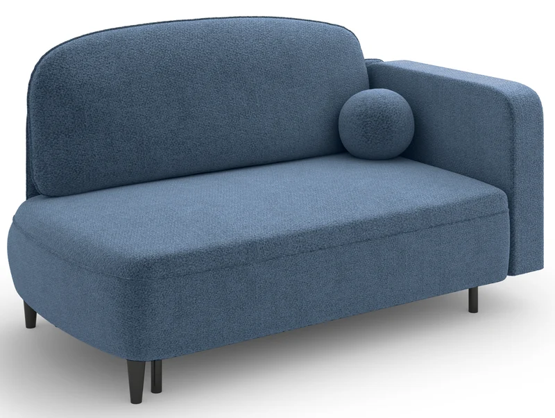 Ausziehbare Liege Pinkio linksseitig mit Stauraum, blaues Chenille