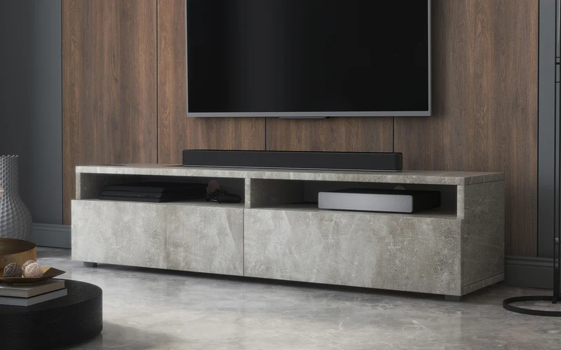 TV-Schrank mit zwei Schubladen Rednaw 140 cm Beton