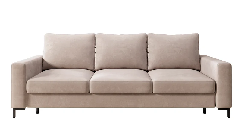 Dreisitziges Schlafsofa Mokpeo mit Stauraum, beige Samt