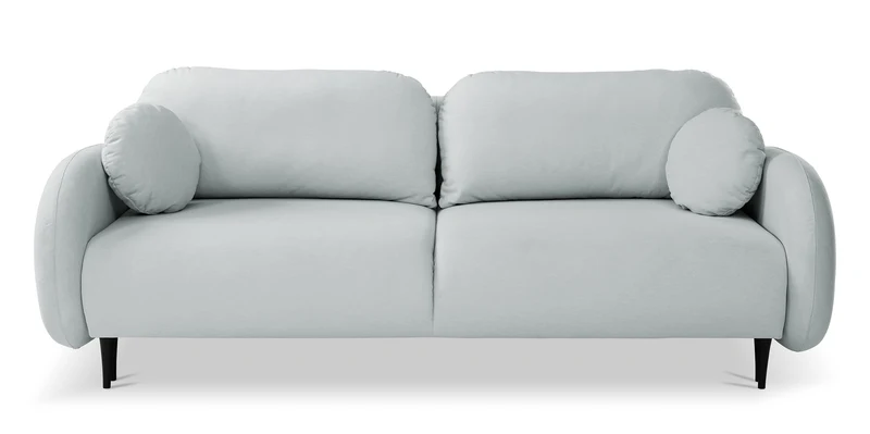 Ausklappbares Sofa Bafra mit Schlafunktion und Bettkasten, grauer Samt
